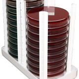 Airlock Transfer Tray with two stacks of Petri dishes